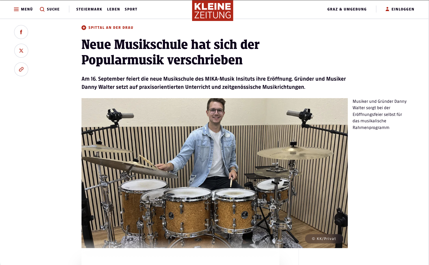 MIKA Musikschule in der Kleinen Zeitung